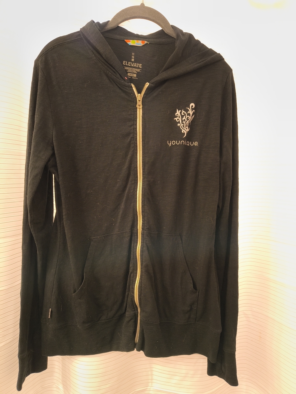 Younique Black Hoodie with Gold Zipper and Logo